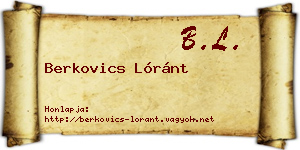 Berkovics Lóránt névjegykártya